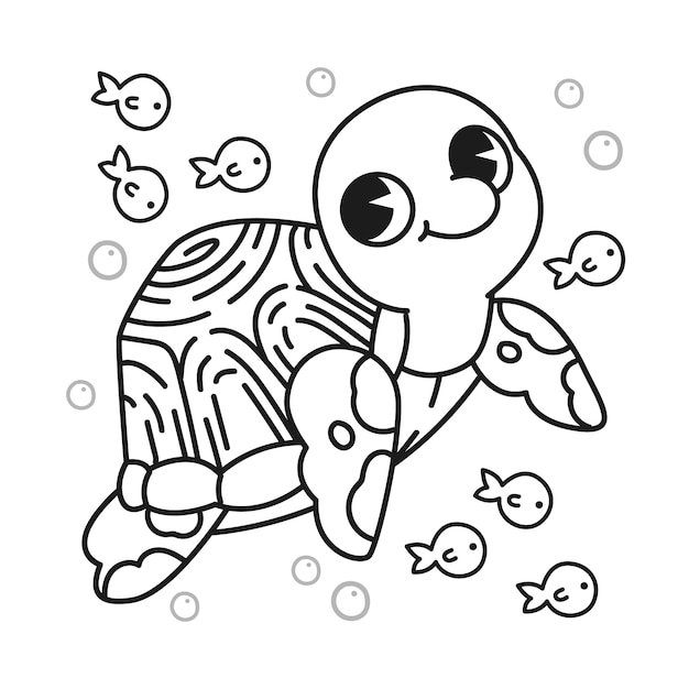 手で描かれたカメの輪郭のイラスト