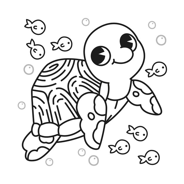 Hand drawn turtle outline illustration