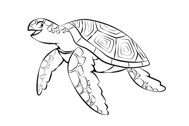 Hand drawn turtle outline illustration