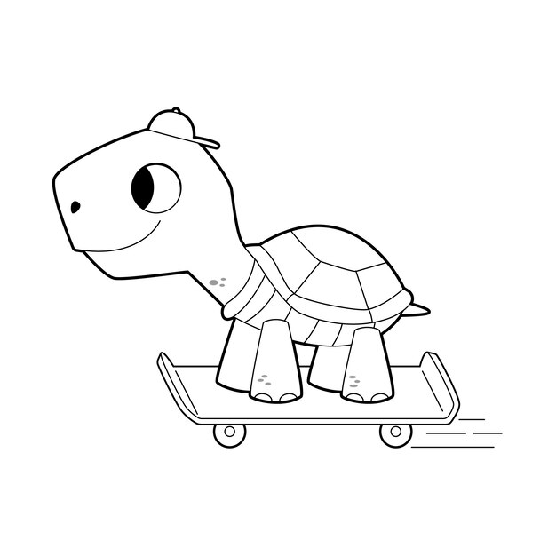 Hand drawn turtle outline illustration