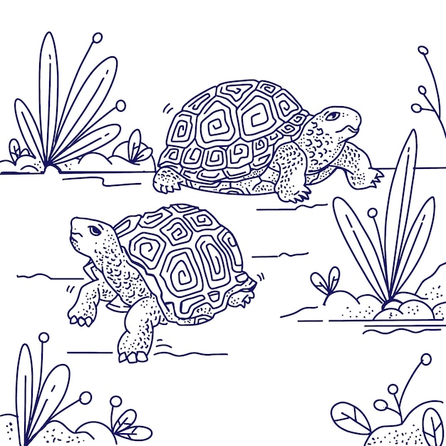 Vettore gratuito illustrazione del profilo della tartaruga disegnata a mano