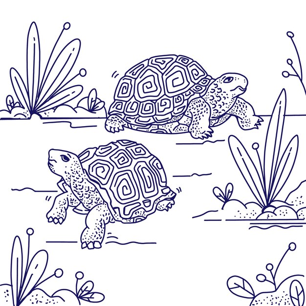 Hand drawn turtle outline illustration