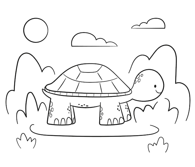 Hand drawn turtle  outline illustration