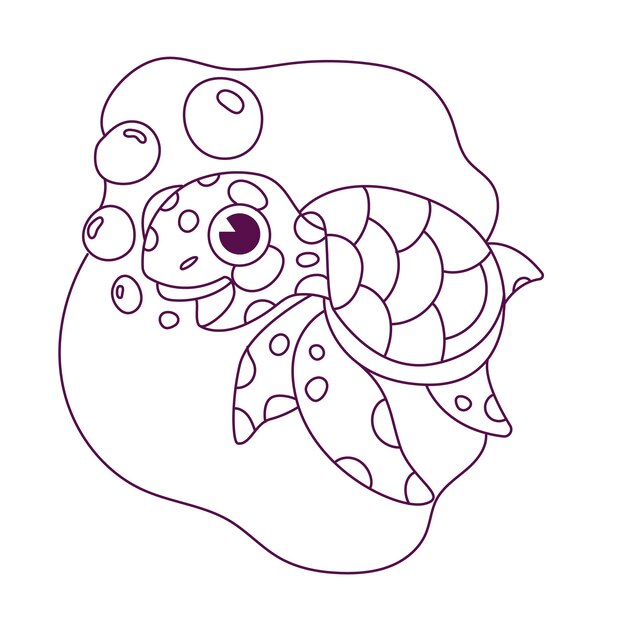 Hand drawn turtle outline illustration