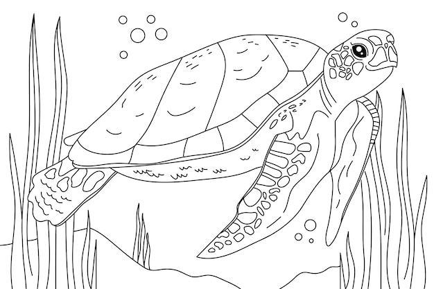 Hand drawn turtle outline illustration