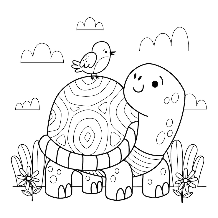 Free Vector hand drawn turtle outline illustration