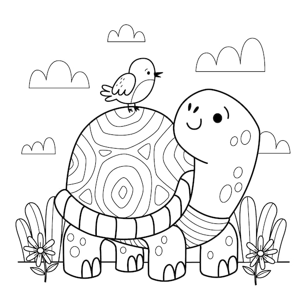 Hand drawn turtle outline illustration