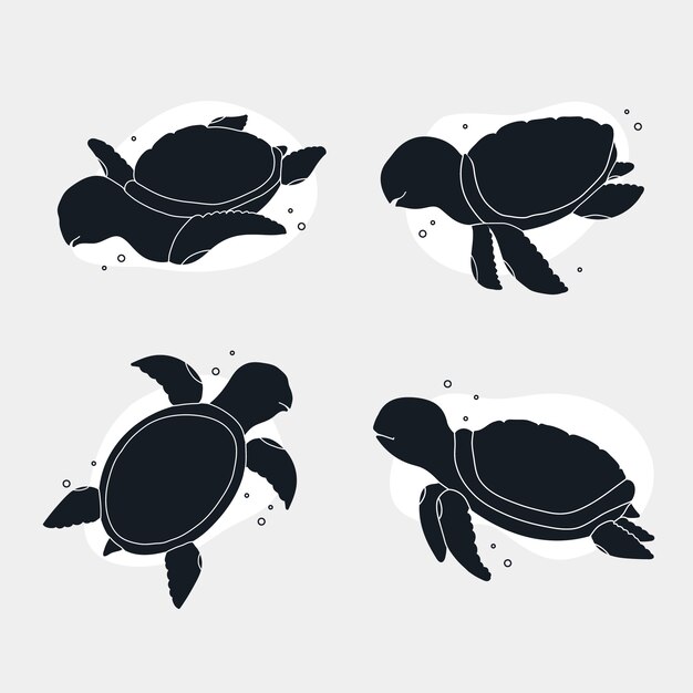 Hand drawn turtle silhouette