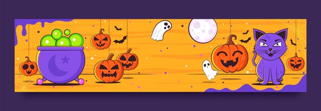 hand drawn twitch banner template for halloween season