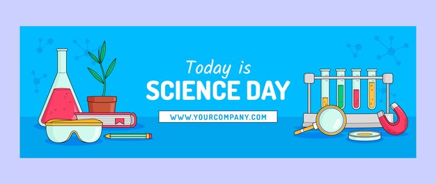 Free vector hand drawn twitter header for science research