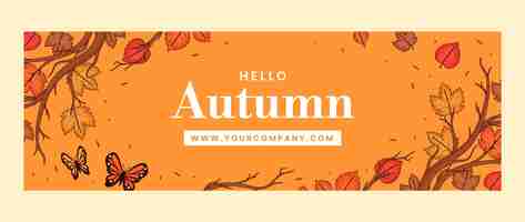 Free vector hand drawn twitter header template for autumn celebration