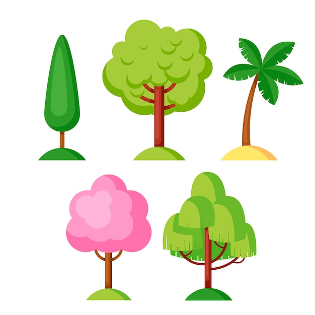 Free vector hand drawn type of trees collection