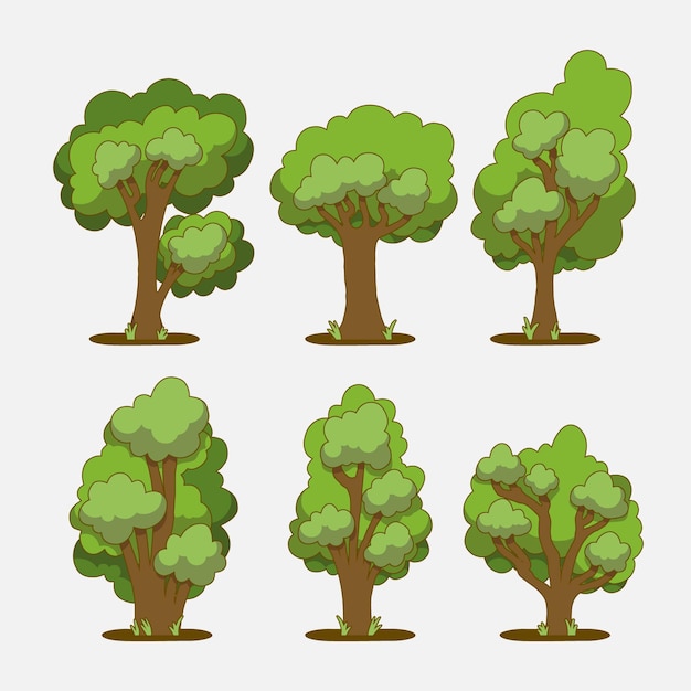 Free vector hand drawn type of trees collection