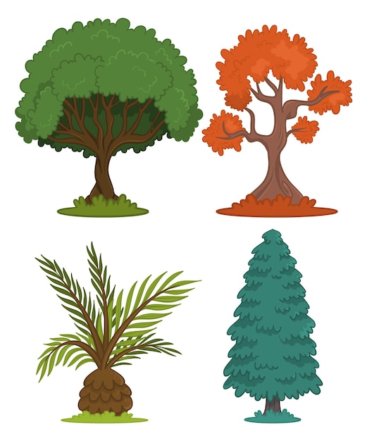 Free vector hand drawn type of trees collection