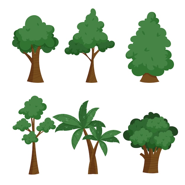 Free vector hand drawn type of trees