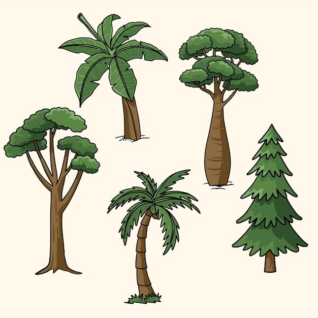 Hand drawn type of trees