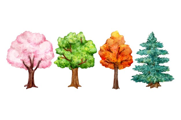 Hand drawn type of trees