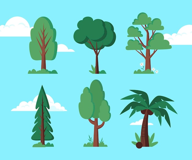 Free vector hand drawn type of trees