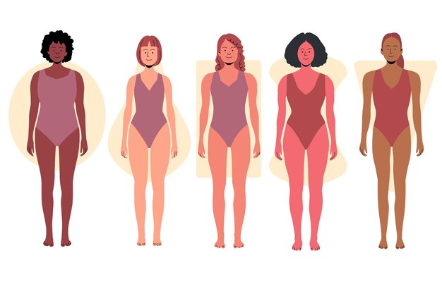 Hand drawn types of female body shapes collection