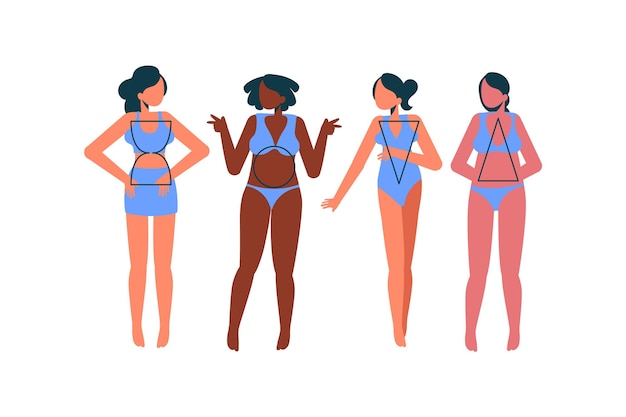 Hand drawn types of female body shapes