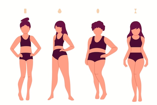 Free vector hand drawn types of female body shapes