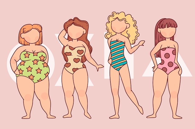 Free vector hand-drawn types of female body shapes