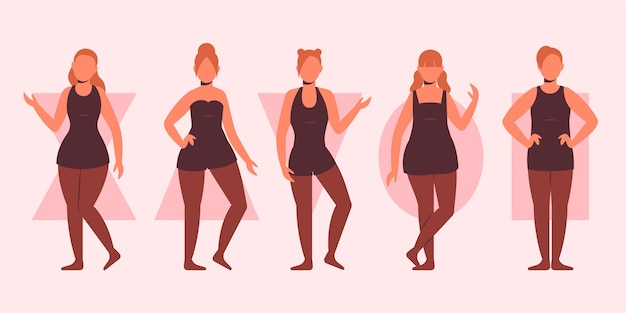 Free vector hand drawn types of female body shapes
