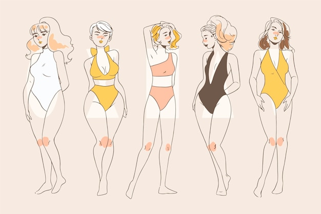 Hand drawn types of female body shapes