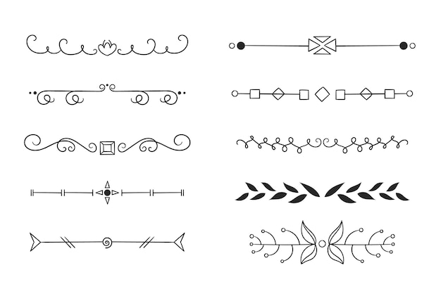 Бесплатное векторное изображение Рисованные типы рамы и разделителей
