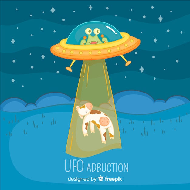 Free vector hand drawn ufo abduction concept