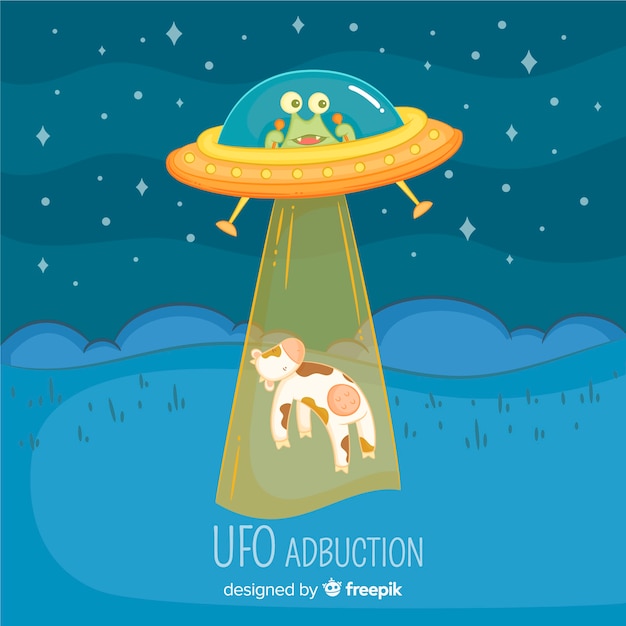 無料ベクター 手描きのufo拉致の概念