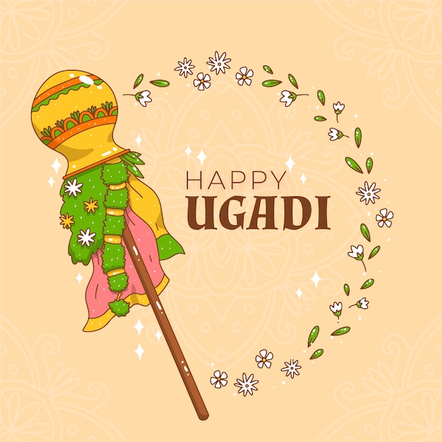 Free vector hand-drawn ugadi design