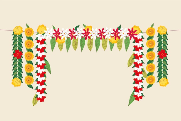 Hand drawn ugadi garland illustration