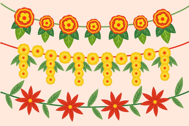 Hand drawn ugadi garland illustration