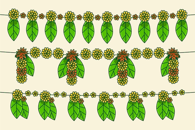 Illustrazione disegnata a mano della ghirlanda di ugadi