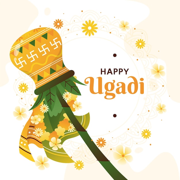 손으로 그린 ugadi 갈 랜드 그림