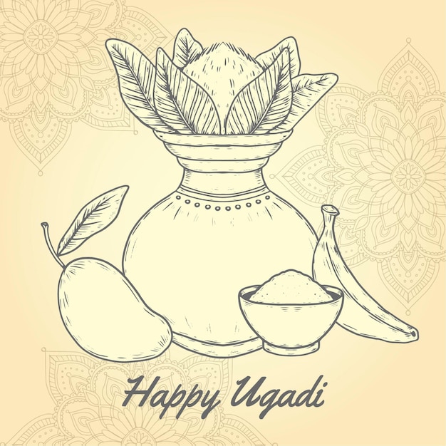 Free Vector hand drawn ugadi illustration