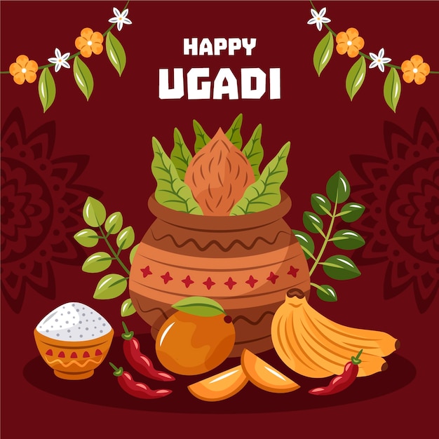 Vettore gratuito illustrazione di ugadi disegnata a mano