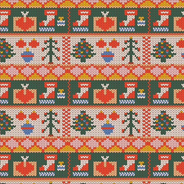 Hand drawn ugly sweater background for christmas season