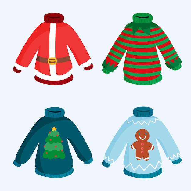 Free vector hand drawn ugly sweater collection