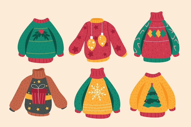 Free vector hand drawn ugly sweater collection