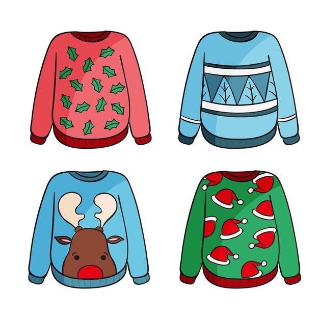 Hand drawn ugly sweater collection