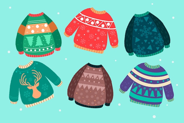 Hand drawn ugly sweater collection