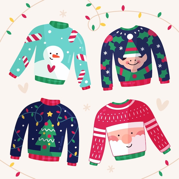 Free vector hand drawn ugly sweater collection