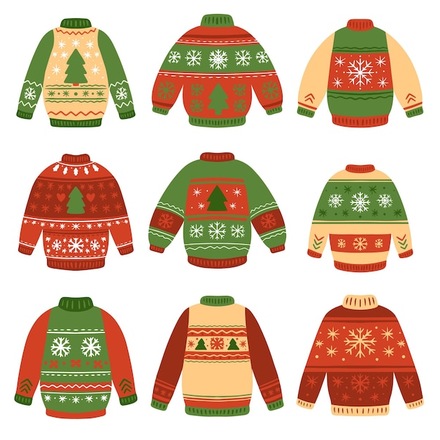 Free vector hand drawn ugly sweater collection