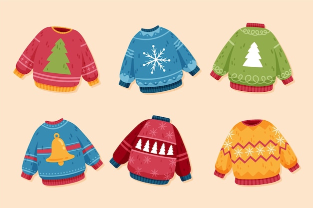 Free vector hand drawn ugly sweater collection