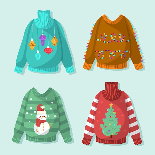 Free vector hand drawn ugly sweater collection