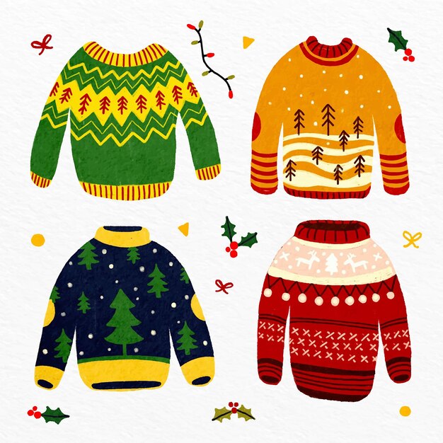 Hand drawn ugly sweater collection