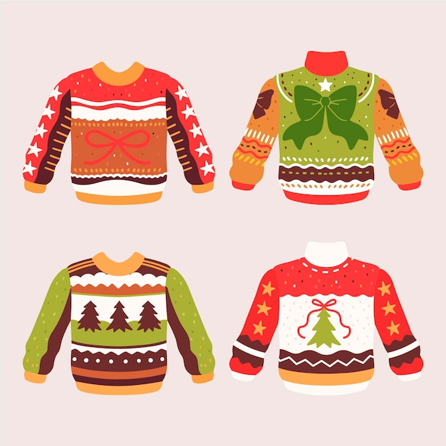 Free vector hand drawn ugly sweater pack