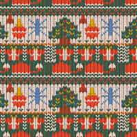 Free vector hand drawn ugly sweater pattern background for christmas season celebration